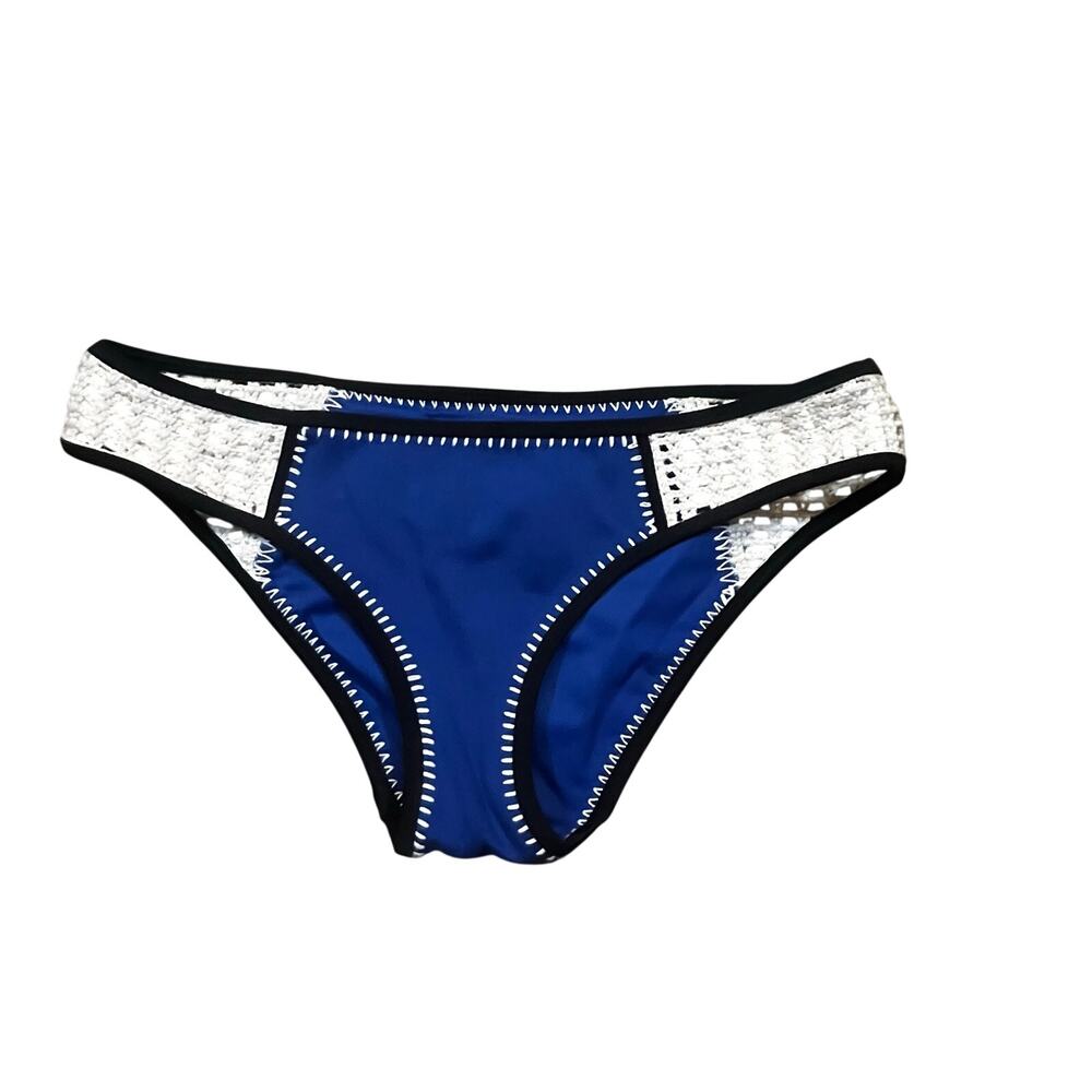 Victoria’s Secret Bikini Bottom Size L Blue Crochet Side Swim Cutout Swimwear